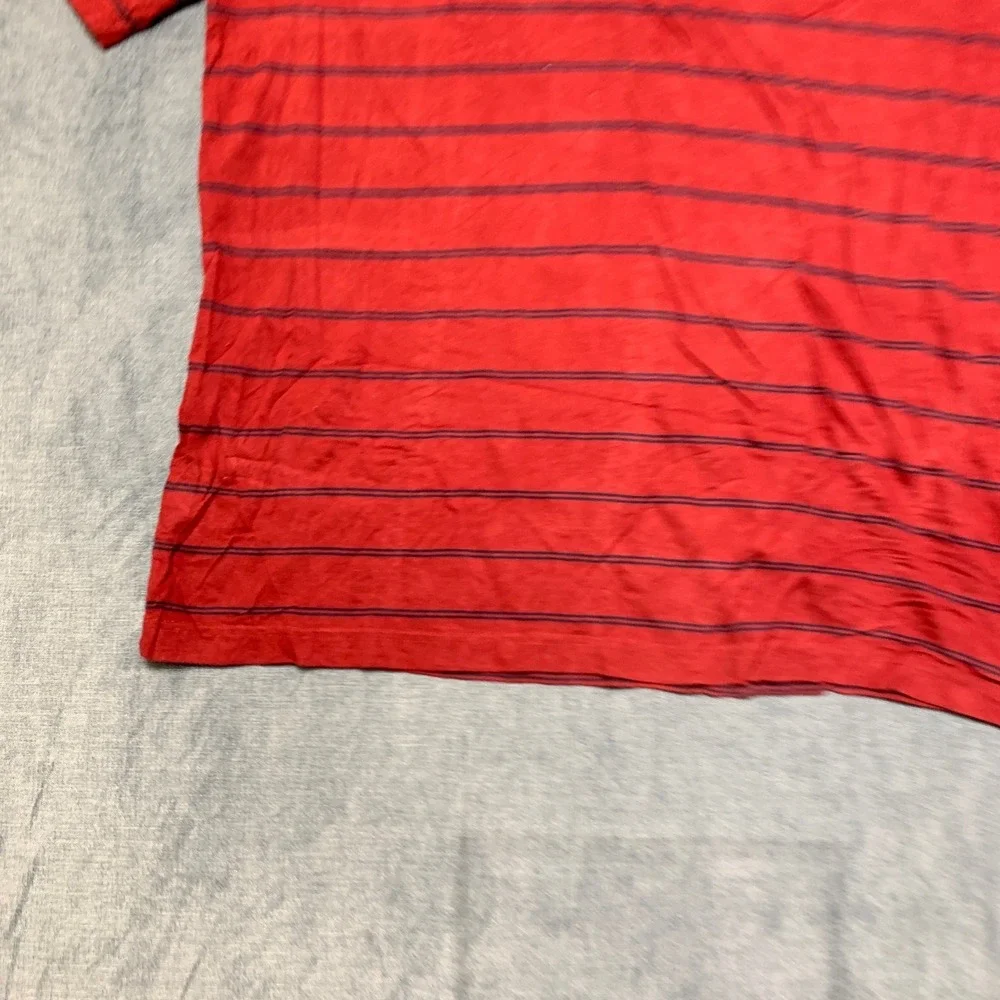 Tommy Hilfiger T Shirt Mens XL Scarlet Red Striped Crew Neck Casual Pullover